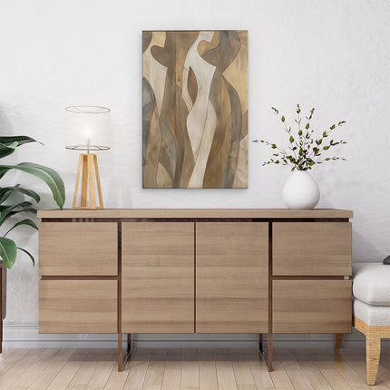 Canvas schilderij interieur Kunstwerk van een Vrouw in Bruin en Beige