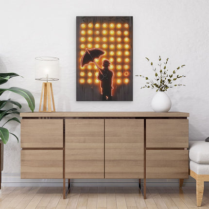 Canvas schilderij interieur Man met een Paraplu