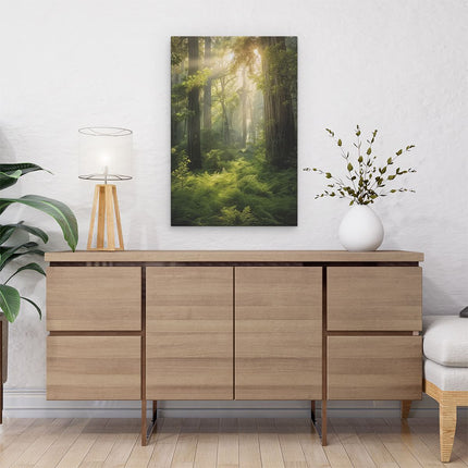 Canvas schilderij interieur Varens en Bomen in een Bos