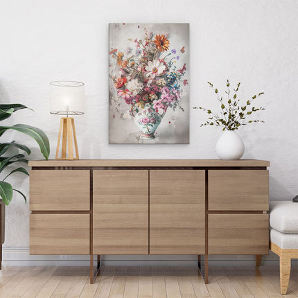 Canvas schilderij interieur Vaas Vol Bloemen