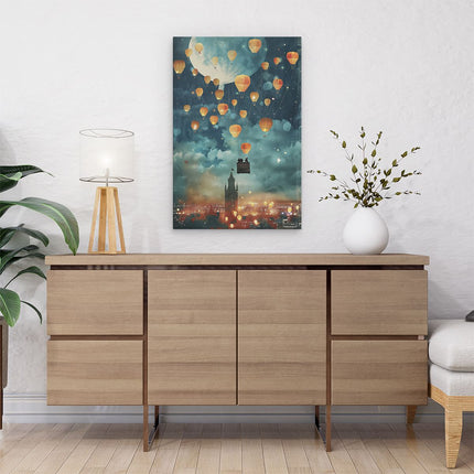 Canvas schilderij interieur Heteluchtballonnen Vliegen in de Lucht