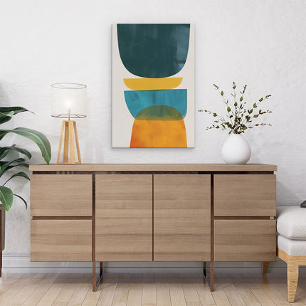 Canvas schilderij interieur Abstract Kunstwerk van een Blauwe, Oranje en Gele Vaas