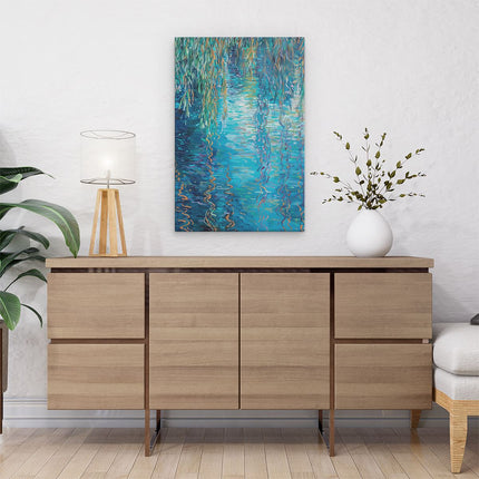 Canvas schilderij interieur Kunstwerk van een Wilg in het Water