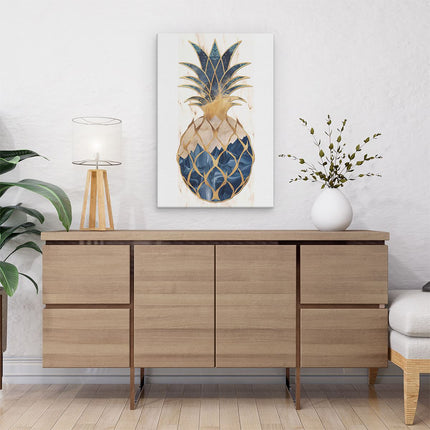 Canvas schilderij interieur Afbeelding van een Ananas op een Marmeren Achtergrond