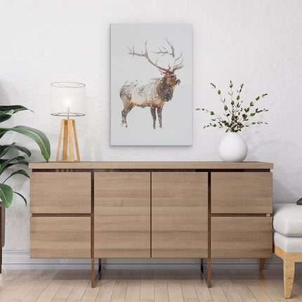 Canvas schilderij interieur Elanden die in de Sneeuw Staan