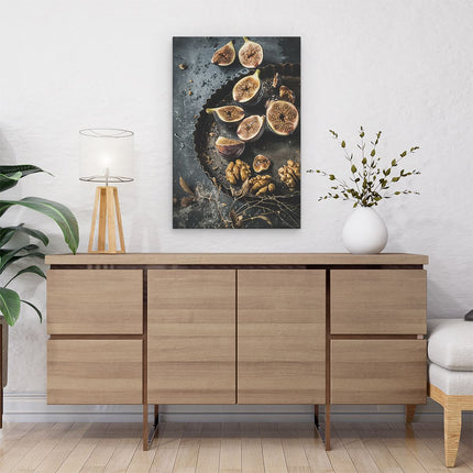 Canvas schilderij interieur Vijgen en Walnoten op een Bord