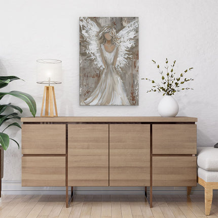 Canvas schilderij interieur Engel in een Witte Jurk