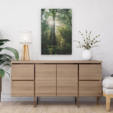 Canvas schilderij interieur De Zon schijnt door de Bomen in het Bos