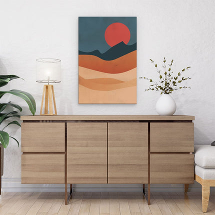 Canvas schilderij interieur Woestijnlandschap met een Rode Zon