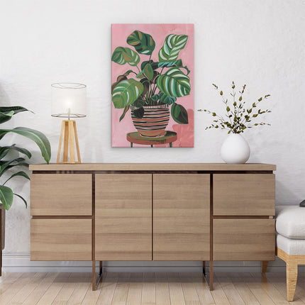 Canvas schilderij interieur Kunstwerk van een Plant op een Tafel