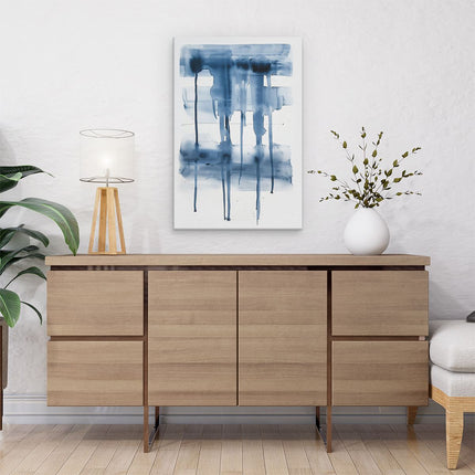 Canvas schilderij interieur Kunstwerk van Blauwe Inkt op een Wit Oppervlak