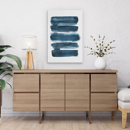 Canvas schilderij interieur Blauwe Penseelstreken op een Witte Achtergrond