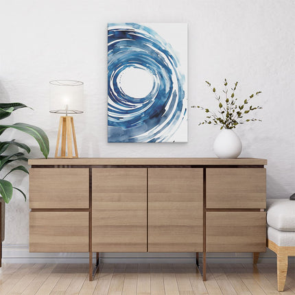 Canvas schilderij interieur Blauwe Werveling van Water op een Witte Achtergrond