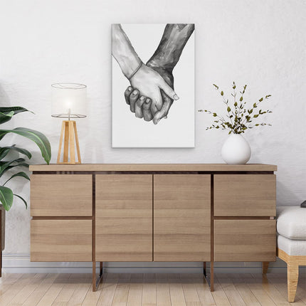 Canvas schilderij interieur Twee Mensen Hand in Hand
