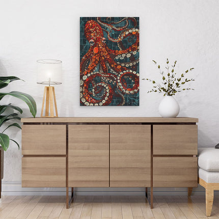 Canvas schilderij interieur Octopus met veel Tentakels