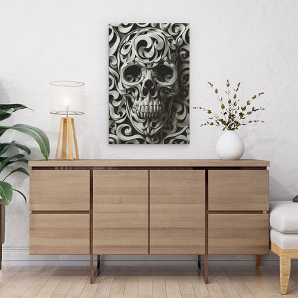 Canvas schilderij interieur Schedel met Wervelingen Erop