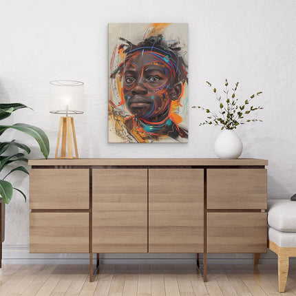 Canvas schilderij interieur Het Gezicht van een Jonge Afrikaanse Man met Dreadlocks op zijn Gezicht