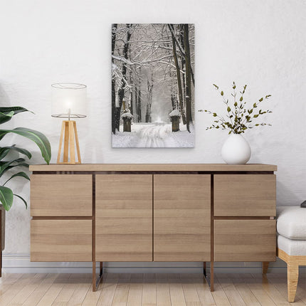 Canvas schilderij interieur Besneeuwde Pad door een Bos