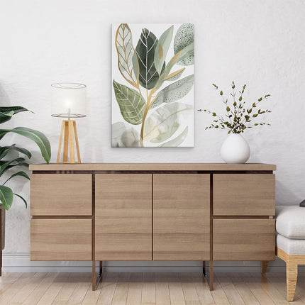 Canvas schilderij interieur Aquarelkunstwerk van een Blad