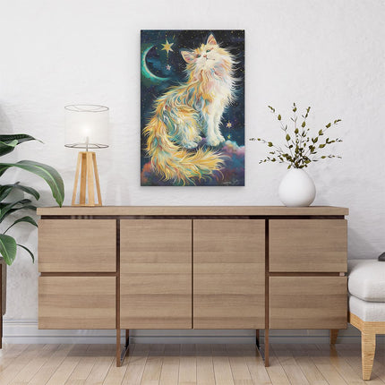 Canvas schilderij interieur Kat zit op een Wolk