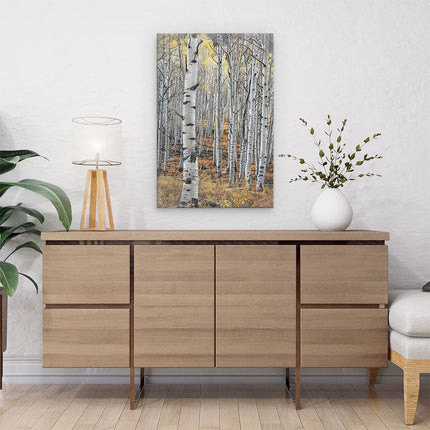 Canvas schilderij interieur Witte Berkenbomen in de Herfst