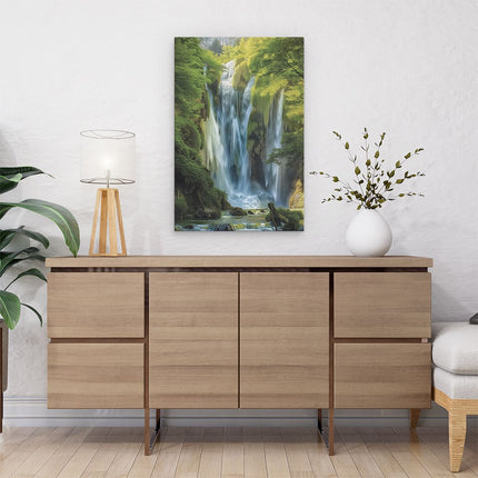 Canvas schilderij interieur Waterval in een Groen Bos