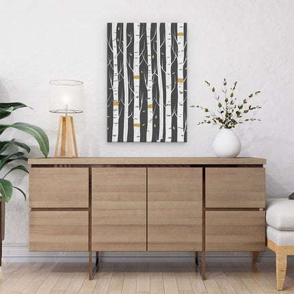 Canvas schilderij interieur Berkenbomen op een Zwarte Achtergrond