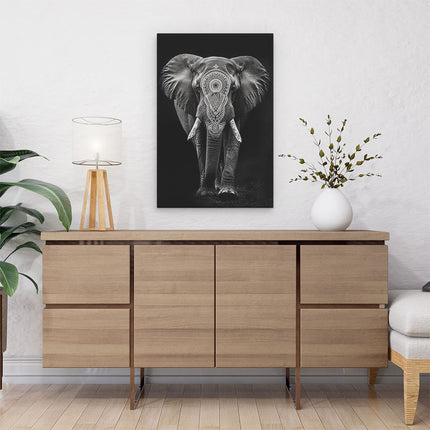 Canvas schilderij interieur Zwart Wit Afbeelding van een Olifant