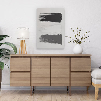 Canvas schilderij interieur Zwart Witte Penseelstreken op een Witte Achtergrond
