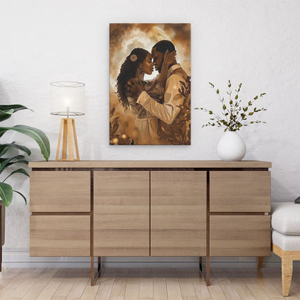 Canvas schilderij interieur Paar Kussen voor een Volle Maan