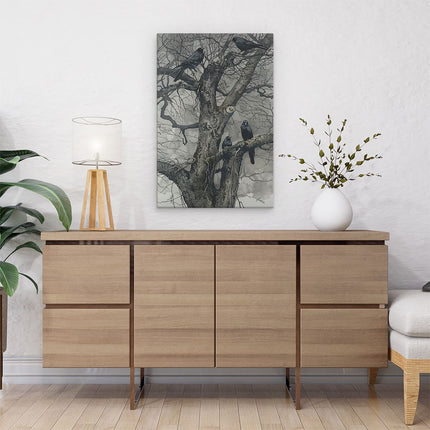 Canvas schilderij interieur Kraaien in een Boom
