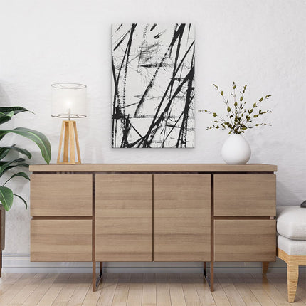 Canvas schilderij interieur Zwart Witte Penseelstreken op een Witte Achtergrond