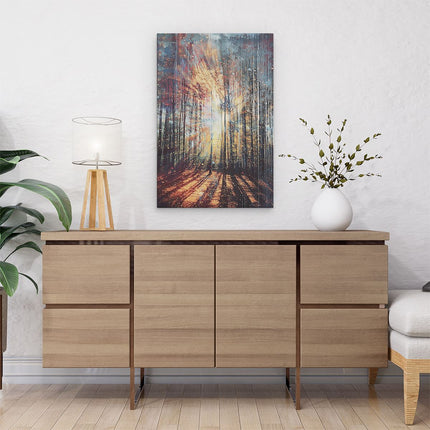 Canvas schilderij interieur De Zon schijnt door de Bomen