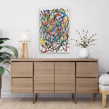 Canvas schilderij interieur Abstract Kunstwerk met veel Kleurrijke Penseelstreken