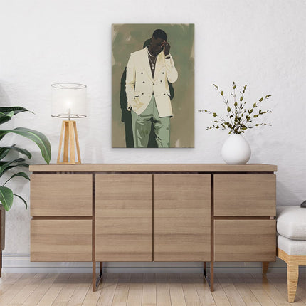 Canvas schilderij interieur Man in een Pak