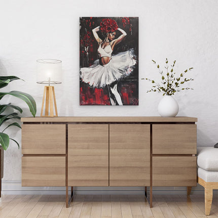 Canvas schilderij interieur Kunstwerk van een Ballerina met Rozen op haar Hoofd
