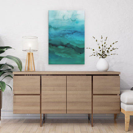 Canvas schilderij interieur Aquarelkunstwerk van een Blauwe en Groene Zee