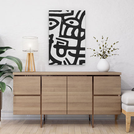 Canvas schilderij interieur Zwart Wit Tekening van een Gezicht