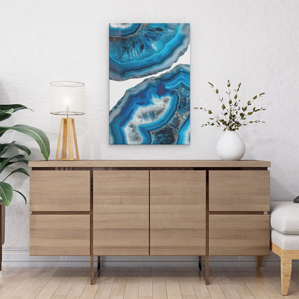 Canvas schilderij interieur Twee Stukken Blauwe Agaat op een Witte Achtergrond
