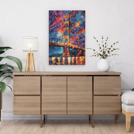 Canvas schilderij interieur Kunstwerk van de Golden Gate Bridge in San Francisco