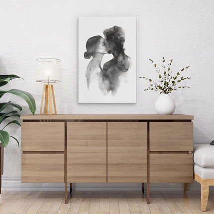 Canvas schilderij interieur Man en een Vrouw Kussen