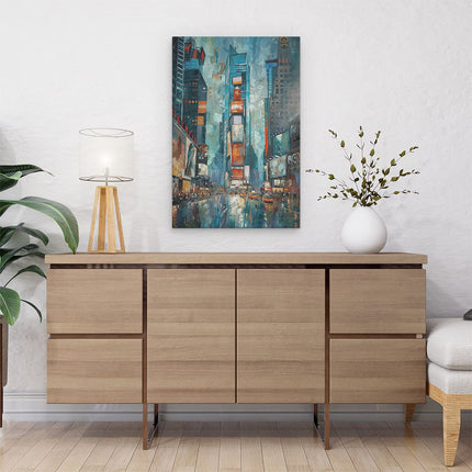 Canvas schilderij interieur Kunstwerk van Times Square in de Regen