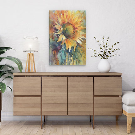 Canvas schilderij interieur Aquarelkunstwerk van een Zonnebloem