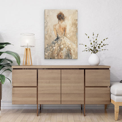Canvas schilderij interieur Kunstwerk van een Vrouw in een Jurk