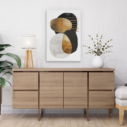 Canvas schilderij interieur Zwart, Goud en Wit
