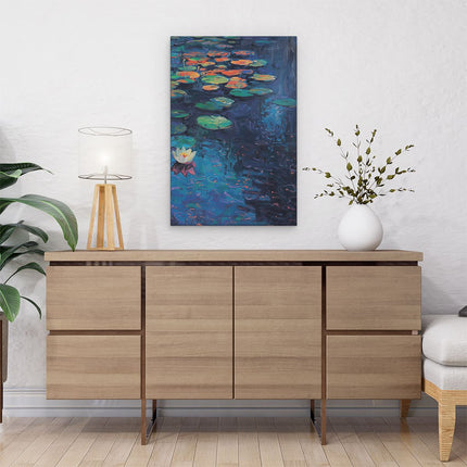 Canvas schilderij interieur Kunstwerk van Waterlelies in een Vijver