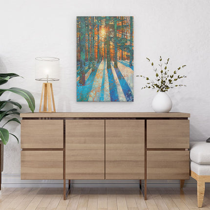 Canvas schilderij interieur De Zon schijnt door de Bomen