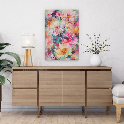 Canvas schilderij interieur Kleurrijke Bloemen op een Witte Achtergrond