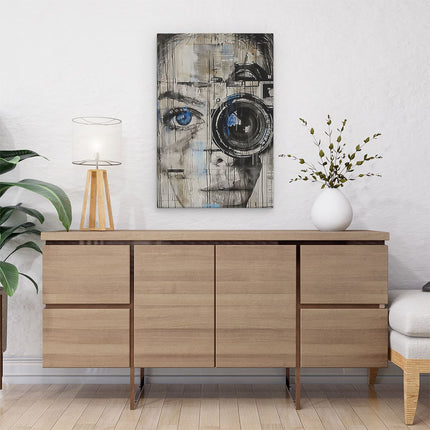 Canvas schilderij interieur Portret van een Vrouw met een Camera