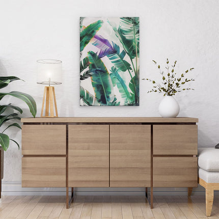 Canvas schilderij interieur Kleurrijke Tropische Bladeren op een Witte Achtergrond